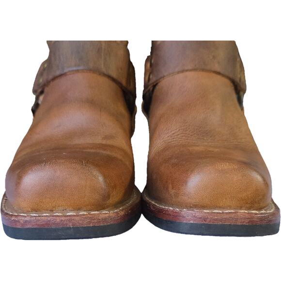 EUC Frye Tan Leather Harness 12R Mid Calf Square Toe Boots Engineer Biker 6M - Picture 3 of 16